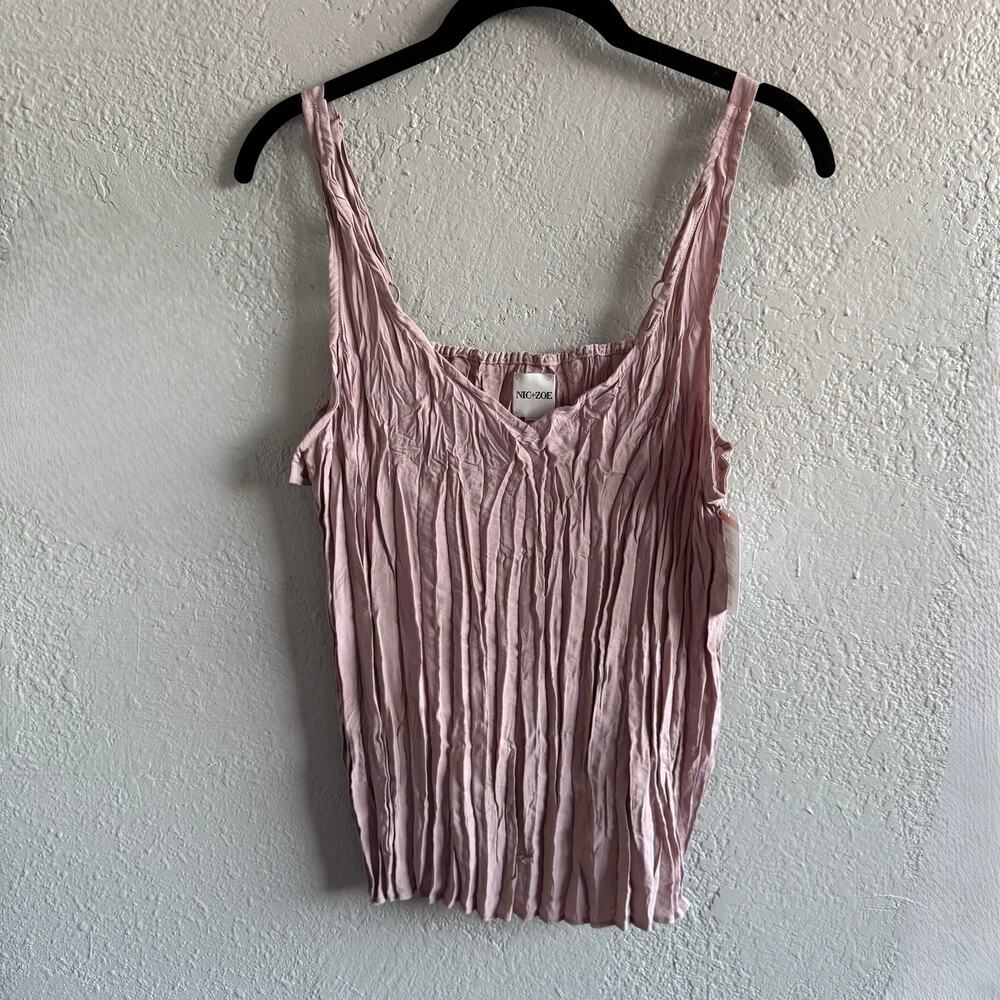 Nic + Zoe Pink Crinkle Tank - medium